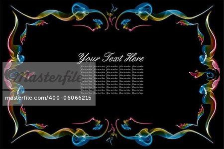 Abstract vintage color frame with space for text on black background