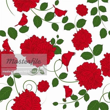 Seamless vector floral pattern. For easy making seamless pattern just drag all group into swatches bar, and use it for filling any contours.