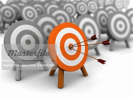 3d illustration of right target selection concept