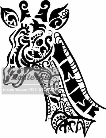 Decorative giraffe silhouette isolate on white background