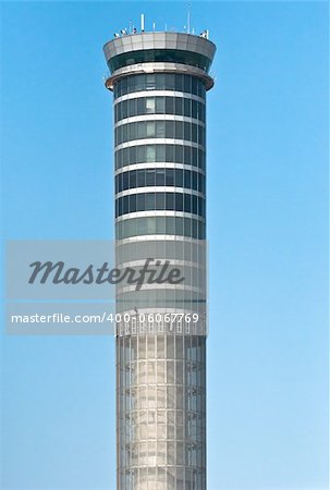 airport control tower and blue sky