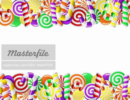 Frame made of colorful candies. Seamless pattern