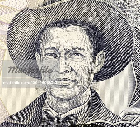 Augusto Cesar Sandino (1895-1934) on 1000 Gordobas 1985 Banknote from Nicaragua. Nicaraguan revolutionary and leader of a rebellion against the U.S. military occupation.