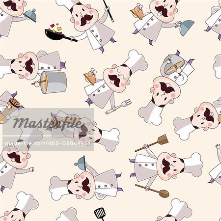 seamless cartoon chef pattern