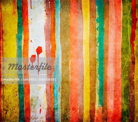 Concrete grunge wall painted with colorful stripes