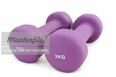 2 kg rubber dipped purple dumbbell, selective focus