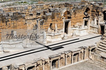 Ruins of theater in ancient Hierapolis, now Pamukkale, Turkey