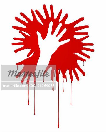 Abstract bloody hands. Illustration on white background