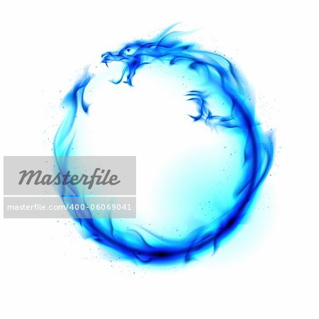 Abstract blue fiery dragon. Illustration on white background for design.