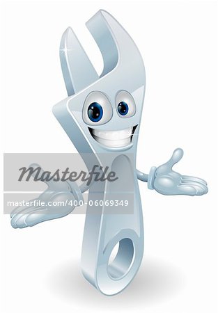 Illustration of an adjustable wrench or shifter spanner character mascot