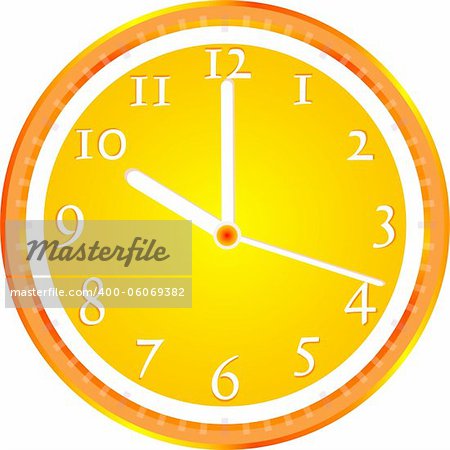 Wall clock, dial beginning of the working day. vector