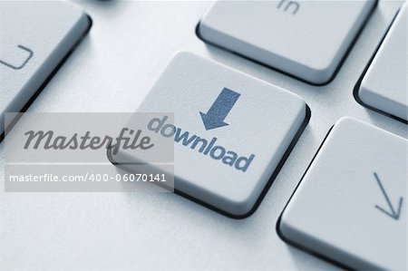 Download button on the keyboard. Toned Image.