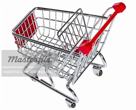 Empty shopping cart isolated on white background