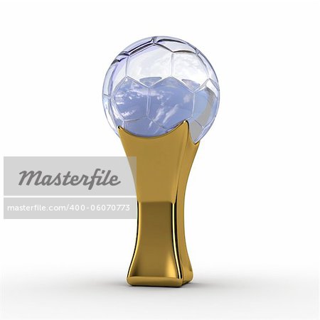 Illustration of a bronze football trophy on a white background