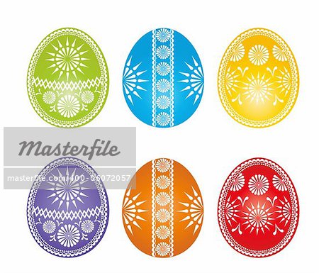 Easter eggs more colors on a white background