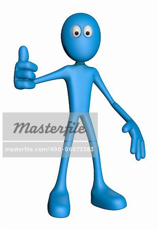 blue simple person thumb up - 3d illustration