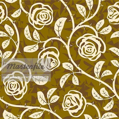 Vector abstract rose flowers seamless repeat pattern background