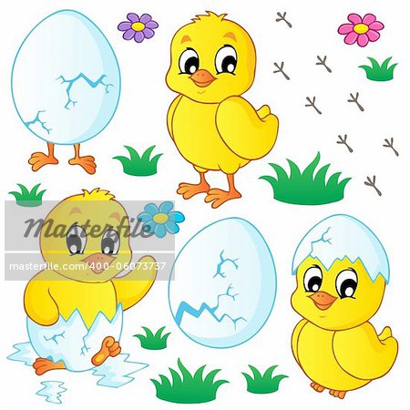 Cute chickens collection - vector illustration.