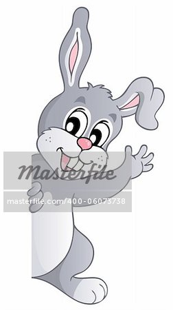 Cute lurking bunny - vector illustration.