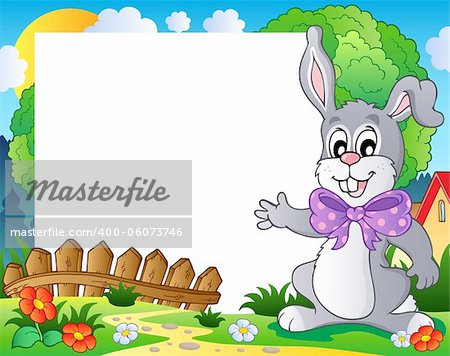 Frame with Easter bunny theme 2 - vector illustration.