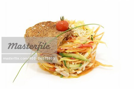 Thai salad of exotic vegetables on a white background