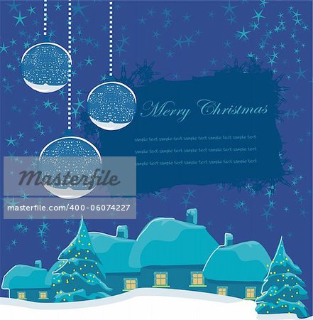 Christmas night in the village card