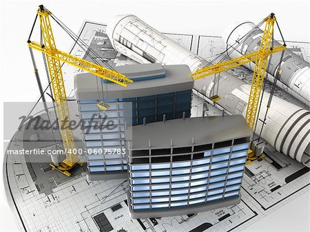 3d illustration of building design concept