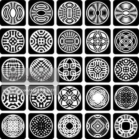 Decorative design elements. Patterns set. Abstract icons. Vector art.