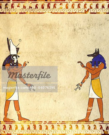 Background with Egyptian gods images - Anubis and Horus