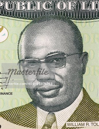 William Tolbert Jr. (1913-1980) on 100 Dollars 2009 Banknote from Liberia. 20th President of Liberia during 1971-1980.