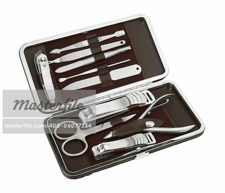 Tools of a manicure set, isolated on white backgroun