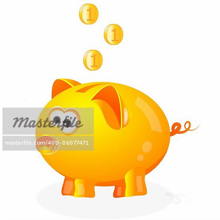 Piggy bank with coins background. Also available as a Vector in Adobe illustrator EPS format, compressed in a zip file. The vector version be scaled to any size without loss of quality.