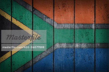 south africa flag painted on old wooden wound