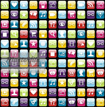 Smartphone app icon set seamless pattern background. Vector file layered for easy manipulation and customisation.