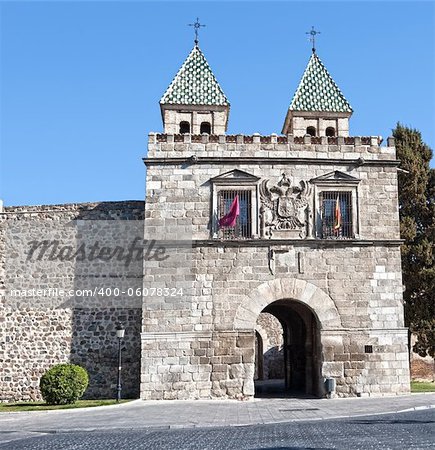Door of Hinge in Toledo, Spain. Old main entry to the city of muslim origin