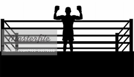 Illustrated silhouette of a boxer champion