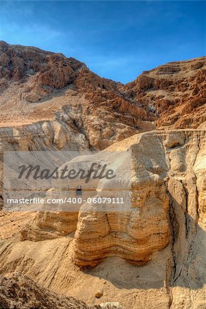 Ruins where the Dead Sea scrolls were found in Qumran, Israel.