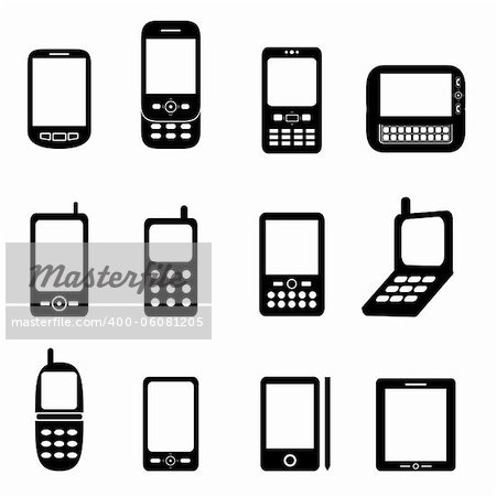 Various cell phones and tablets
