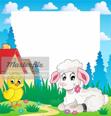 Frame with Easter theme 3 - vector illustration.