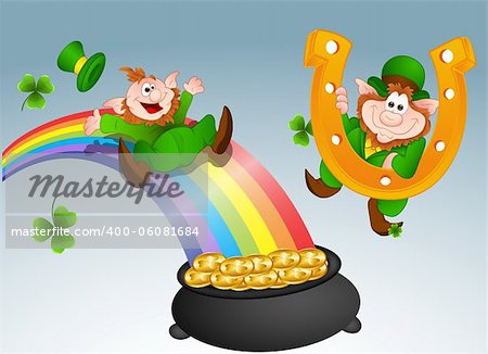 Conceptual Design Art of Leprechaun Vectors Illustration