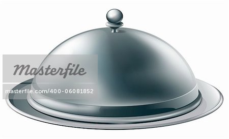 A fine dining silver cloche platter illustration such as those used in fine dining restaurants