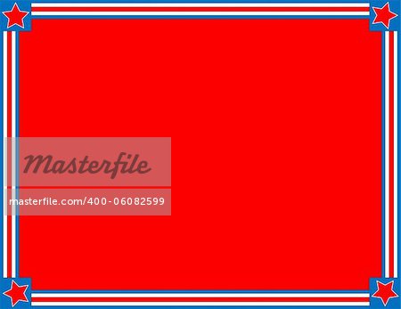 EPS8 Vector Red, White and blue patriotic frame or border with a striped and star background with copy space.
