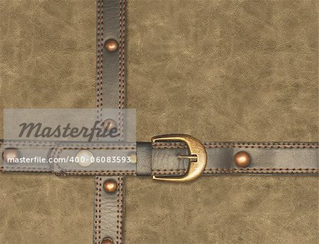 Grunge leather background. Leather texture and belt