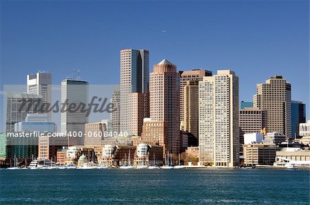 Financial District of Boston, Massachusetts viewed from Boston Harbor.