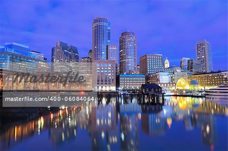 Financial District of Boston, Massachusetts viewed from Boston Harbor.