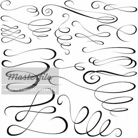Calligraphic elements - black design elements,  illustration vector
