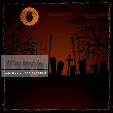 Halloween background with cemetary and moon