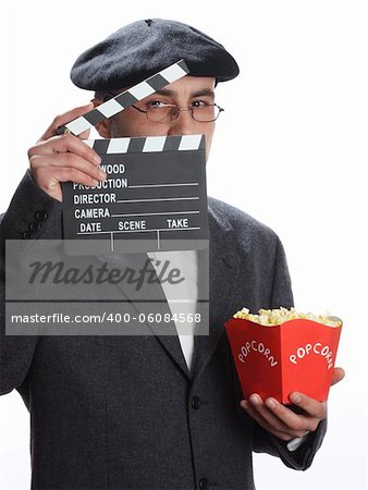 Old fashioned man looking through the movie clapper