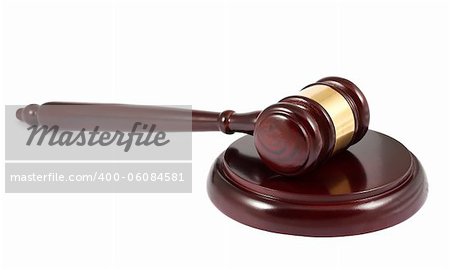 Wooden gavel isolated on white background