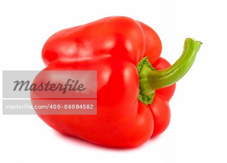 Ripe red sweet pepper isolated on white background